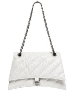 Balenciaga Crush Medium Chain Bag Quilted Cream