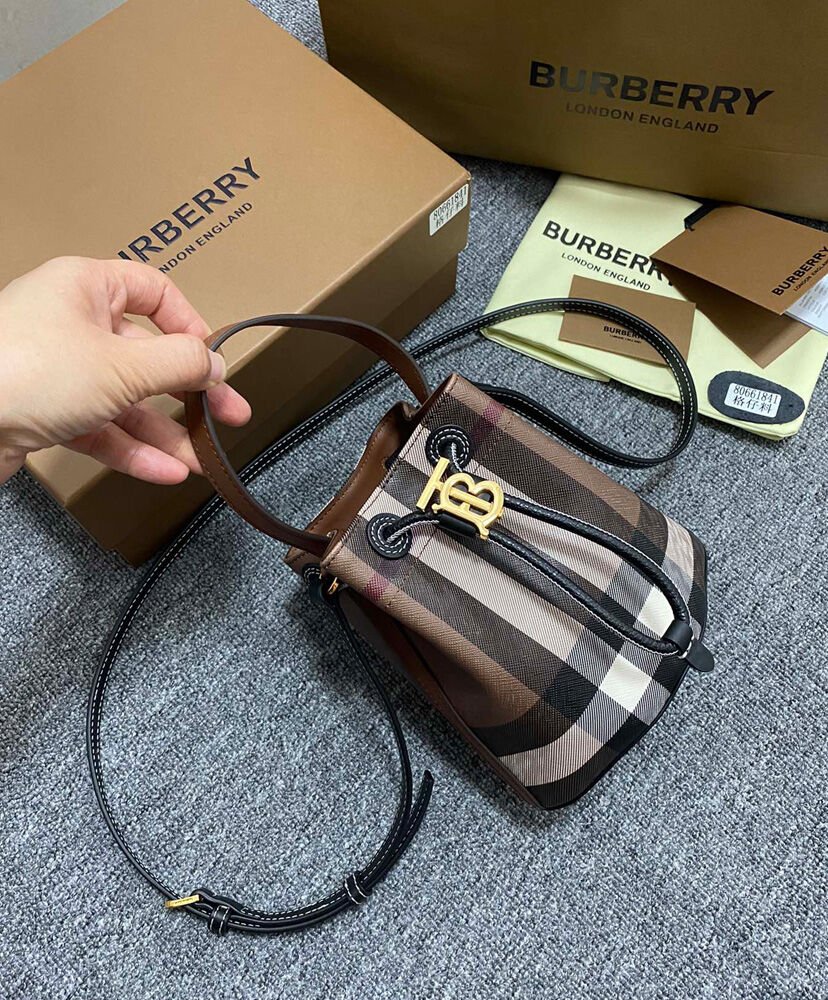 Burberry Mini TB Bucket Bag Coffee - Image 3