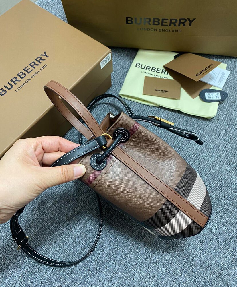 Burberry Mini TB Bucket Bag Coffee - Image 4