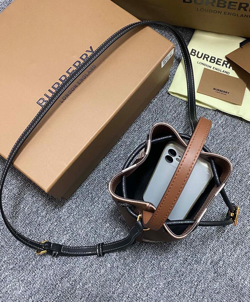 Burberry Mini TB Bucket Bag Coffee - Image 8