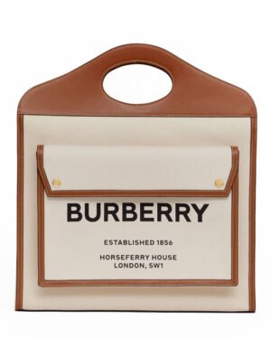 Burberry Medium Two-tone Canvas and Leather Pocket Bag Coffee