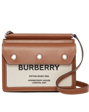 Burberry Mini Horseferry Print Title Bag with Pocket Detail Coffee
