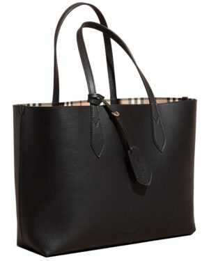 Burberry The Medium Reversible Tote in Haymarket Check and Leather 40496351 Black