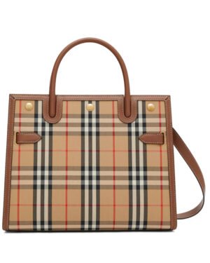 Burberry Mini Vintage Check Two-handle Title Bag Coffee