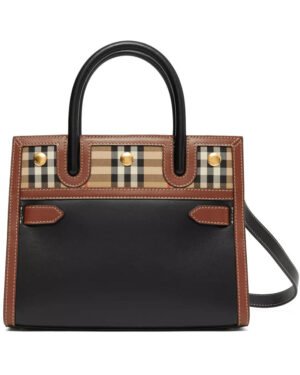 Burberry Mini Vintage Check Two-handle Title Bag Black