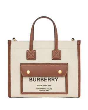 Burberry Two-tone Canvas And Leather Mini Freya Tote