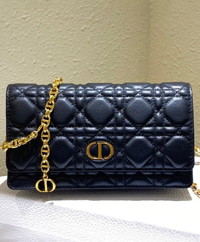 Christian Dior Caro Belt Pouch With Chain Black - Image 3