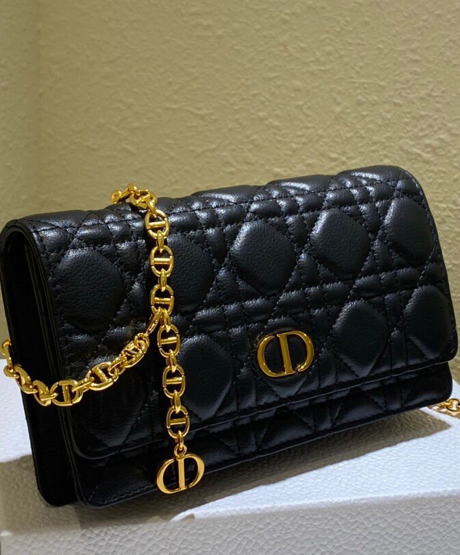 Christian Dior Caro Belt Pouch With Chain Black - Image 4