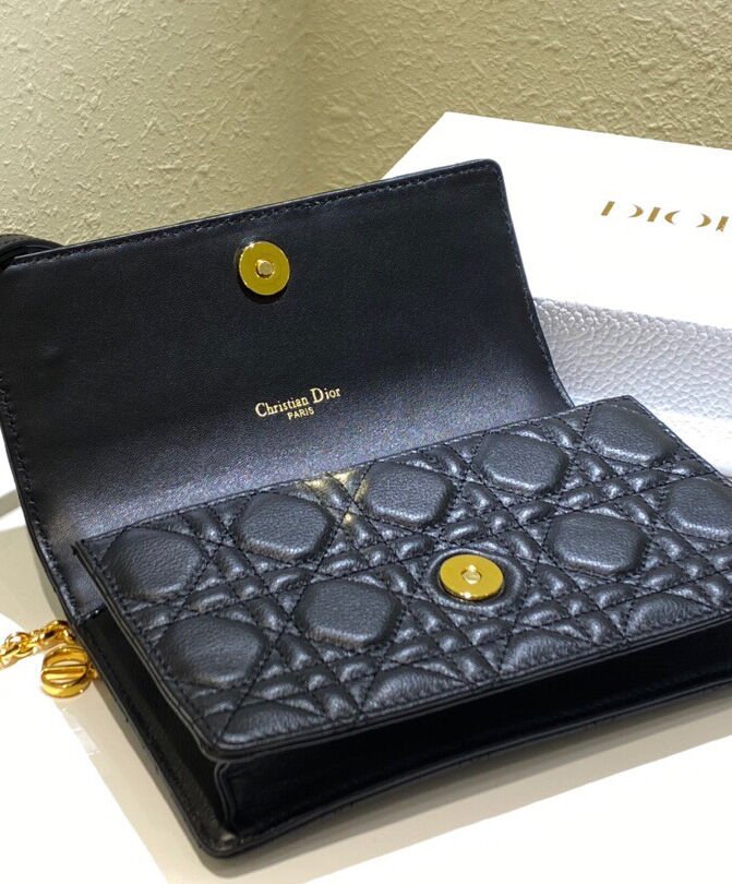 Christian Dior Caro Belt Pouch With Chain Black - Image 8