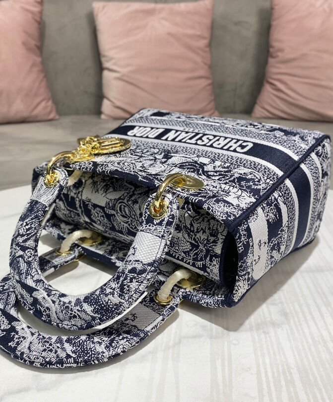 Christian Dior Medium Lady D-Lite Bag Dark Blue - Image 3