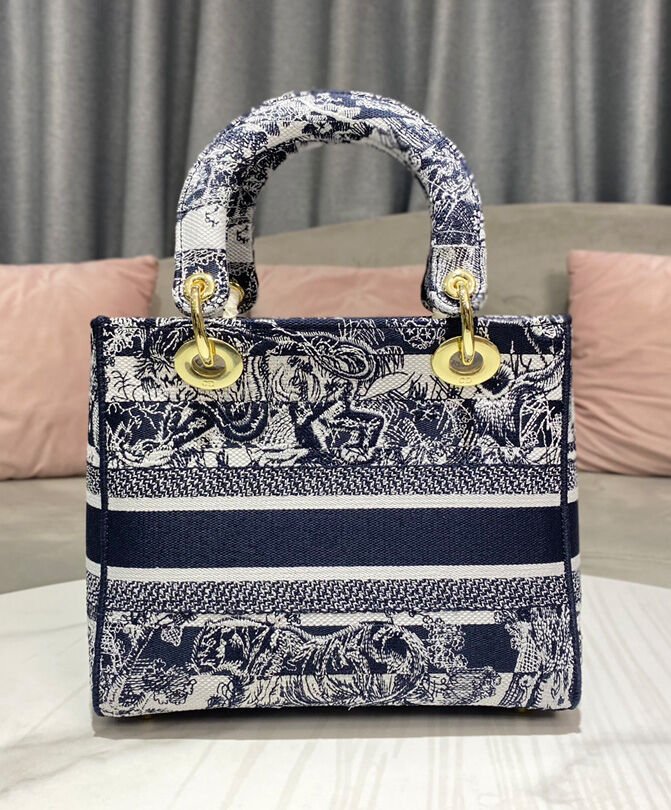 Christian Dior Medium Lady D-Lite Bag Dark Blue - Image 4