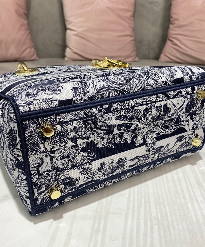 Christian Dior Medium Lady D-Lite Bag Dark Blue - Image 5