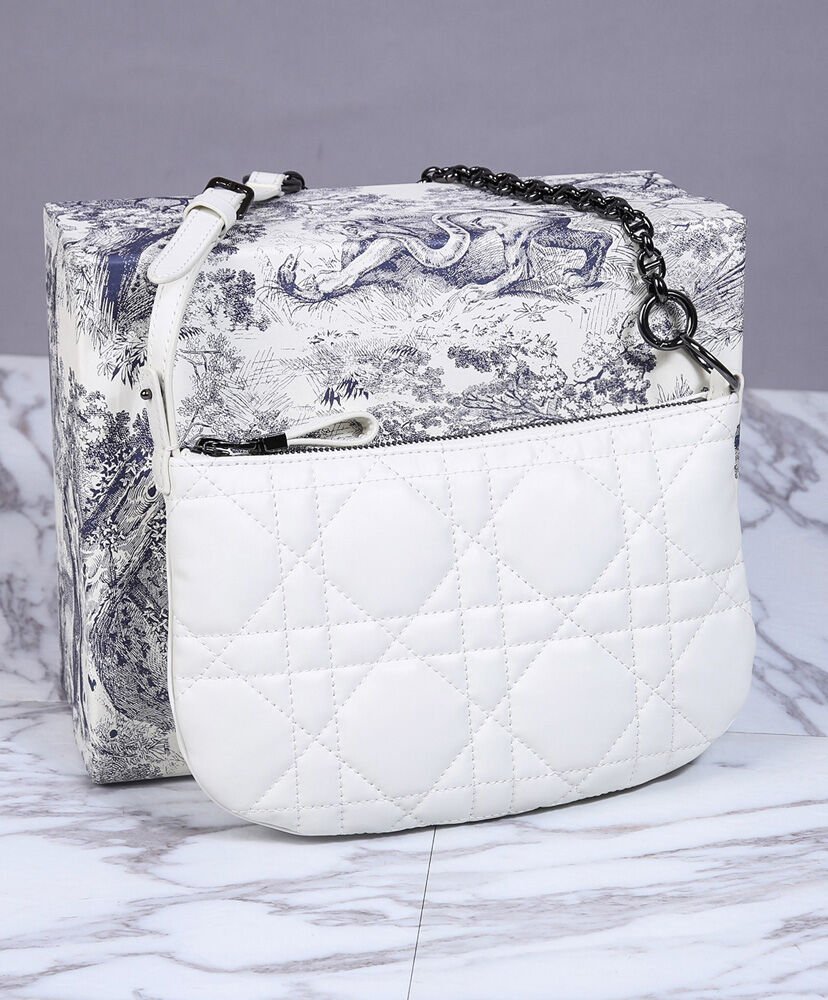 Christian Dior Mini Dior Caro Tulip Bag White - Image 4