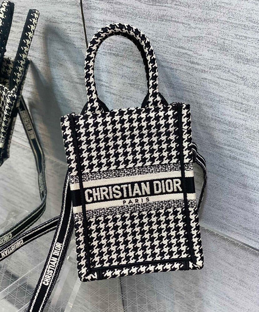 Christian Dior Mini Dior Book Tote Phone Bag Black - Image 4
