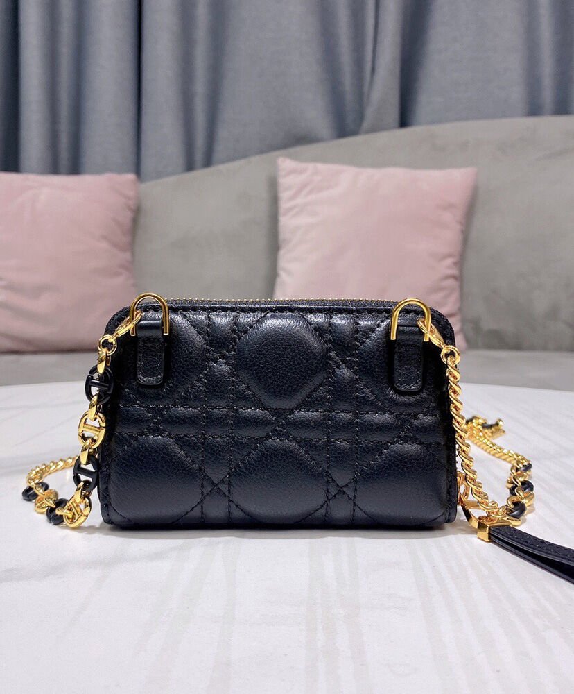 Christian Dior Mini Dior Caro Zipped Pouch Black - Image 3