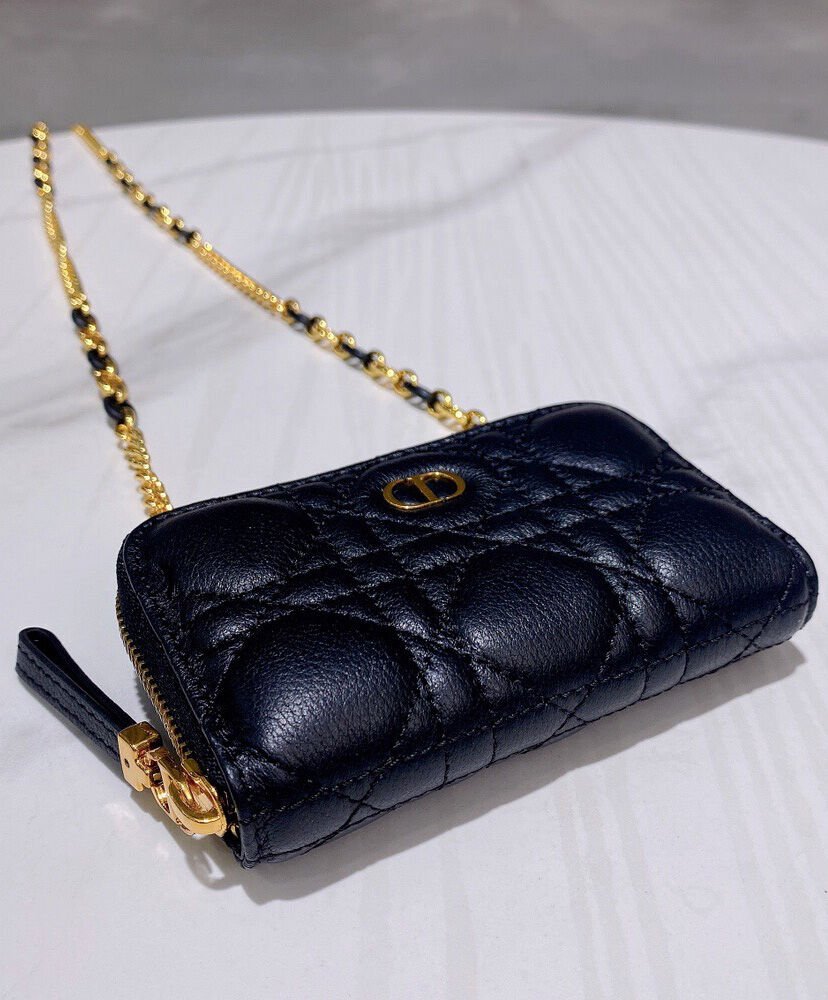 Christian Dior Mini Dior Caro Zipped Pouch Black - Image 4