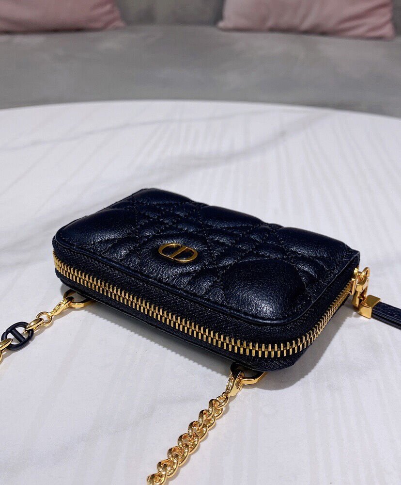 Christian Dior Mini Dior Caro Zipped Pouch Black - Image 5