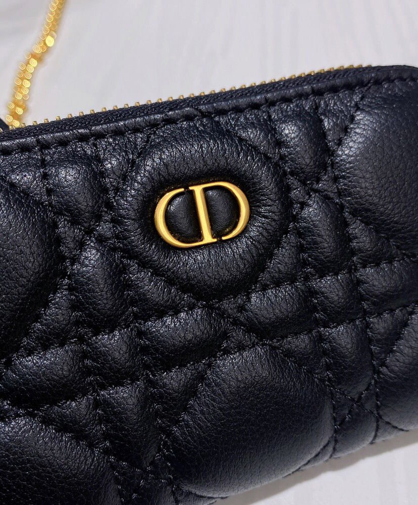 Christian Dior Mini Dior Caro Zipped Pouch Black - Image 6