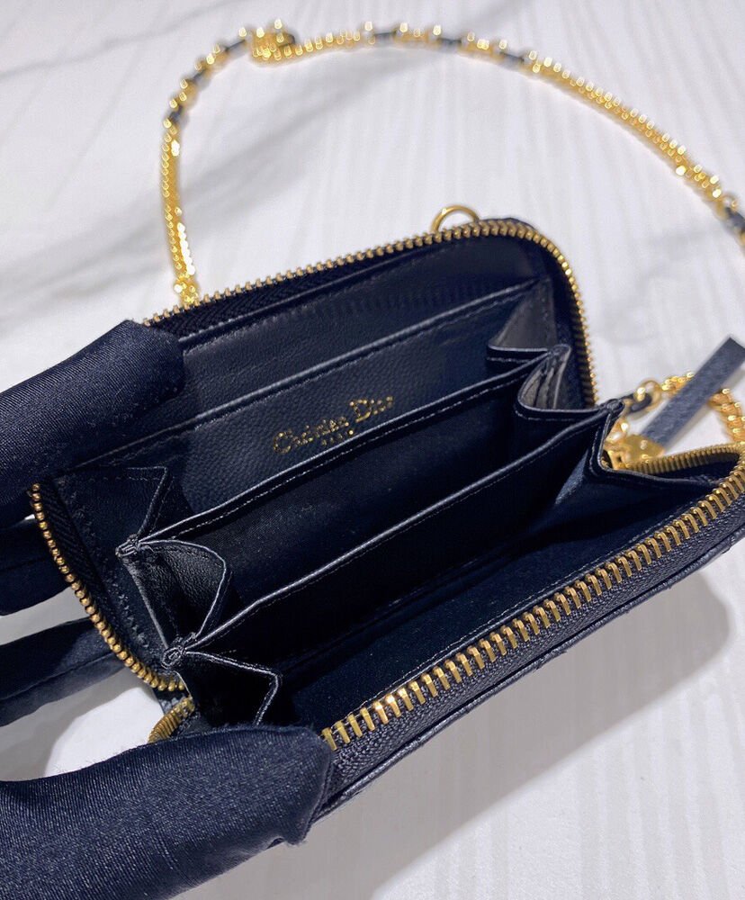 Christian Dior Mini Dior Caro Zipped Pouch Black - Image 9