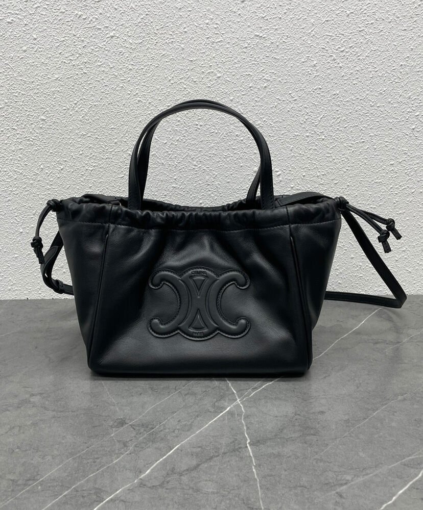 Celine Small Cabas Drawstring Cuir Triomphe In Smooth Calfskin Black - Image 2