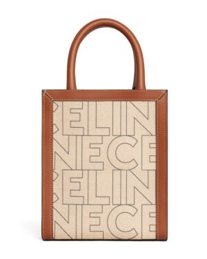 Celine Mini Vertical Cabas Celine In Denim With Celine All-Over Print Cream
