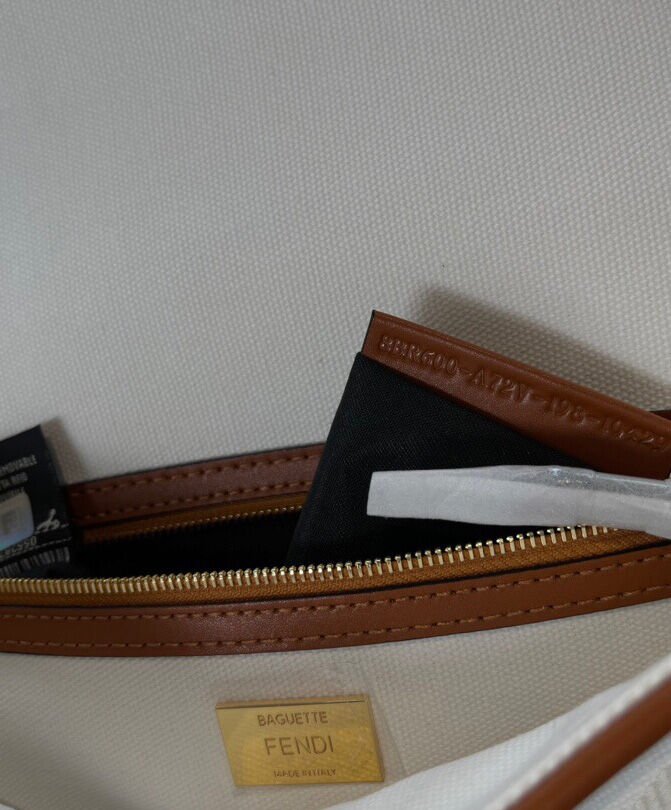 Fendi Baguette FF Canvas Bag 8BR600 Cream - Image 9
