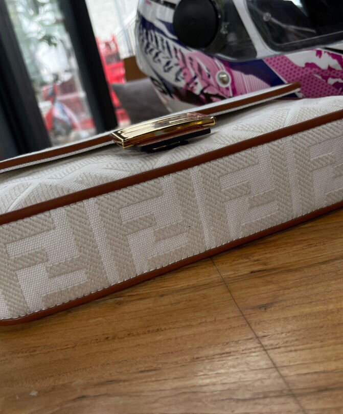 Fendi Baguette FF Canvas Bag 8BR600 Cream - Image 5