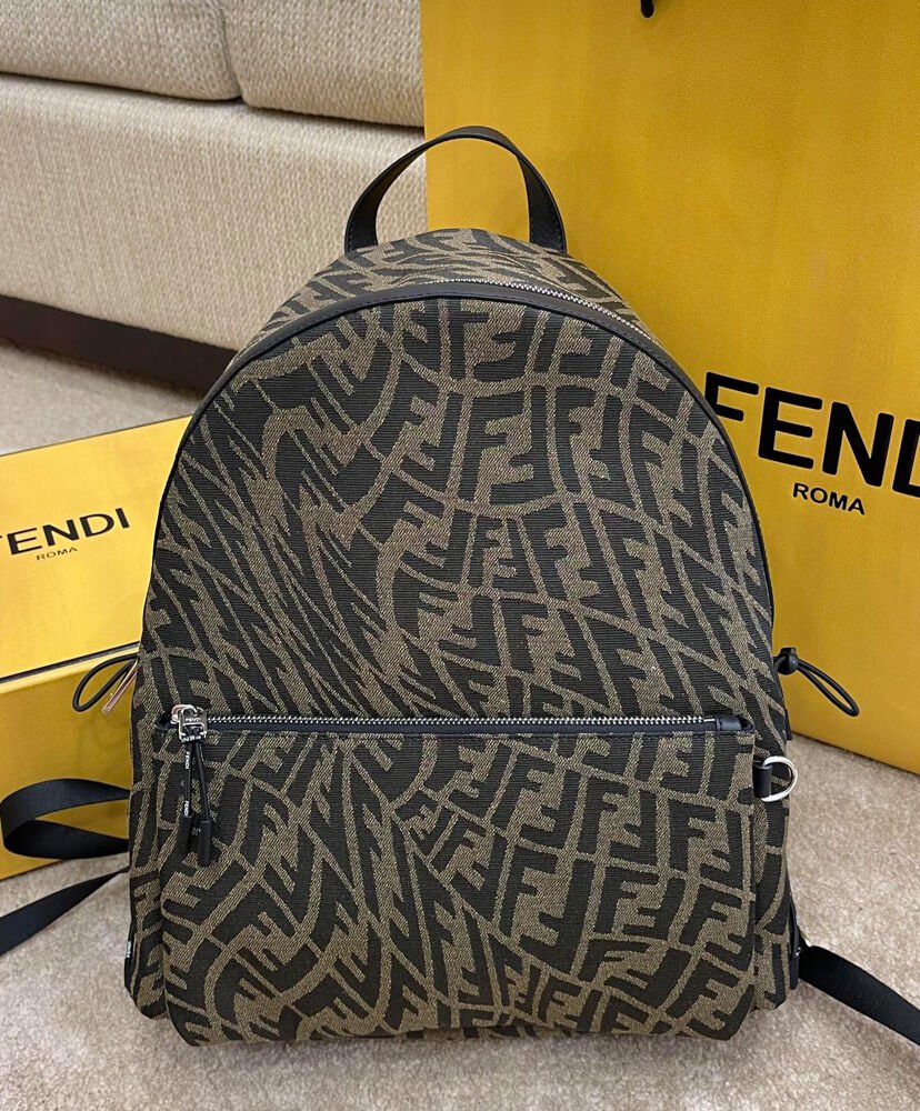 Fendi Backpack In FF Vertigo Fabric 7VZ042 Coffee - Image 2