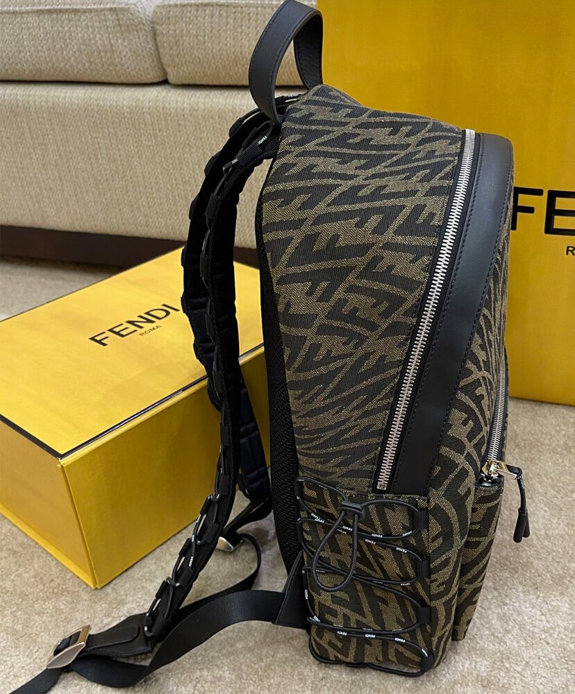 Fendi Backpack In FF Vertigo Fabric 7VZ042 Coffee - Image 3
