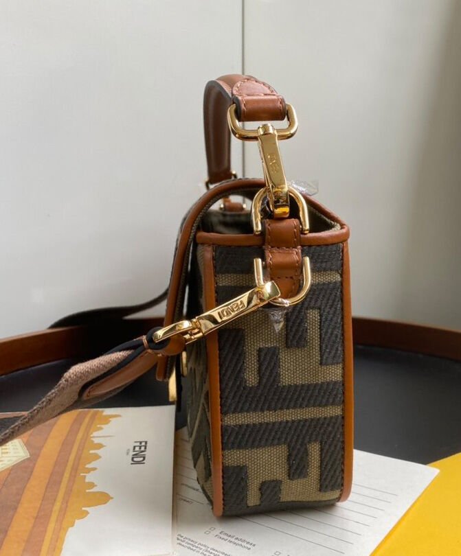 Fendi Beige FF Canvas Bag Coffee - Image 3