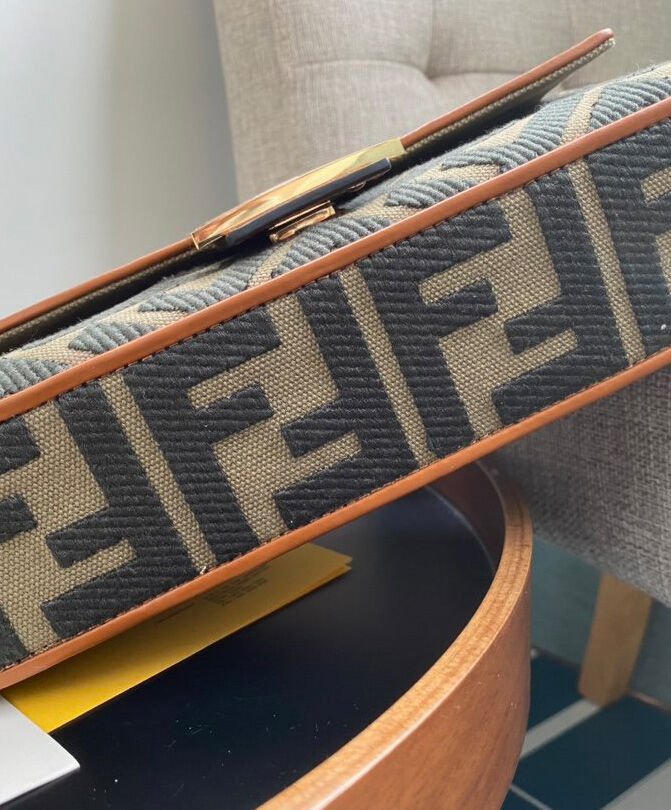 Fendi Beige FF Canvas Bag Coffee - Image 5
