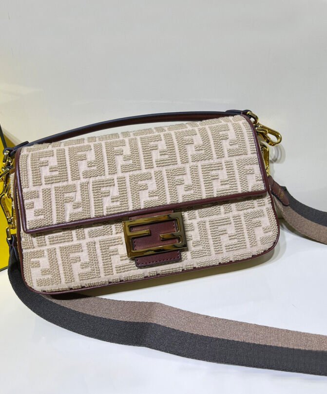 Fendi Beige FF Canvas Bag Cream - Image 3