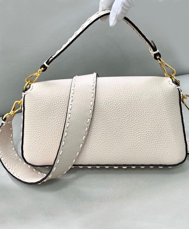 Fendi Baguette Full Grain Leather Bag 8BR600 Cream - Image 4