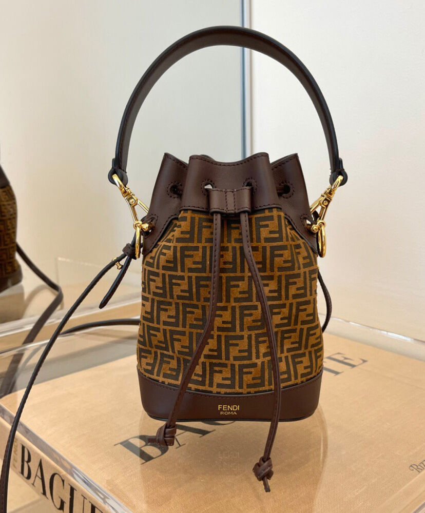 Fendi Mon Tresor Leather Mini-bag With FF Print 8BS010 Dark Coffee - Image 2