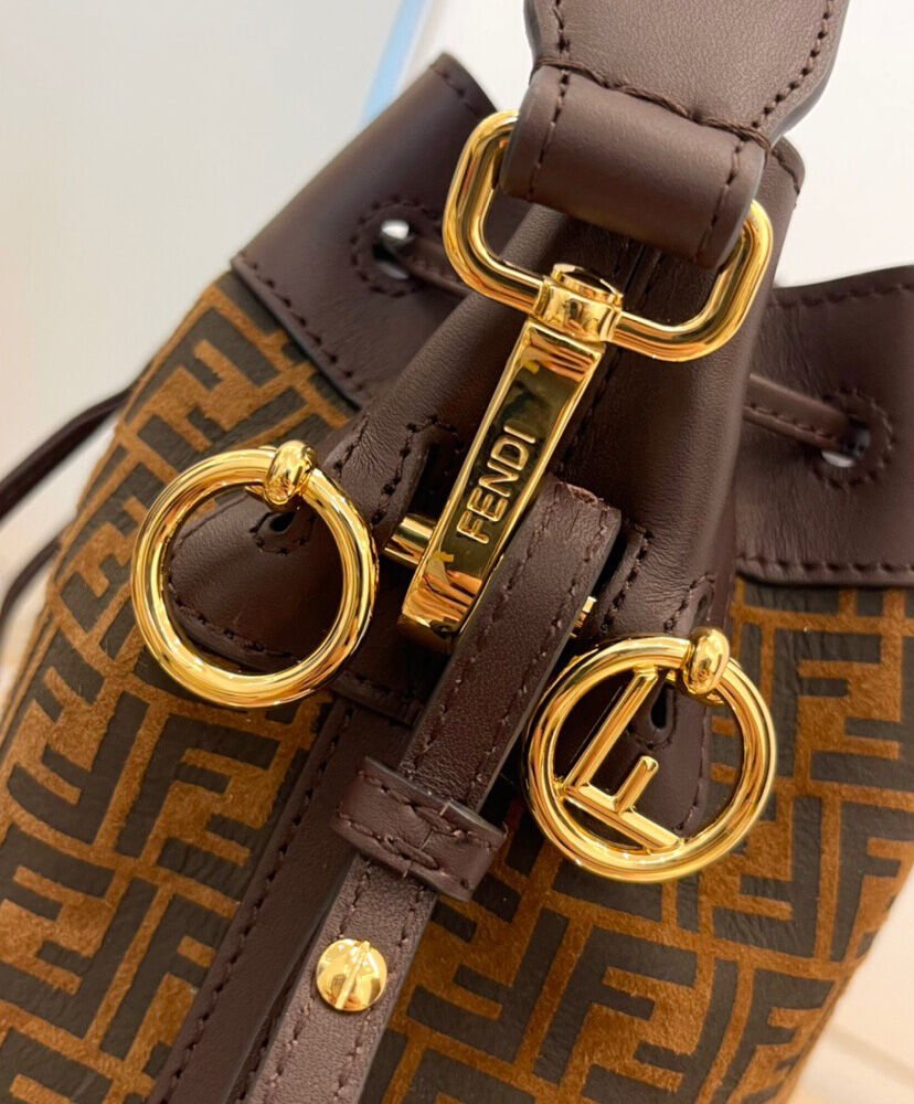 Fendi Mon Tresor Leather Mini-bag With FF Print 8BS010 Dark Coffee - Image 7