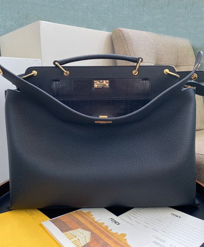 Fendi Peekaboo Iconic Essential Calf Leather Bag 7VA476 Black - Image 2
