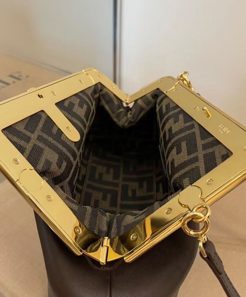 Fendi First Small Leather Bag 8BP129 Dark Coffee - Image 8