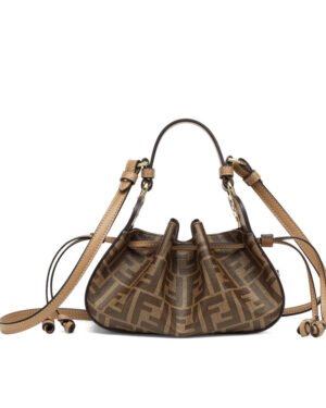 Fendi Pomodorino FF Fabric Mini Bag 8BS059 Coffee