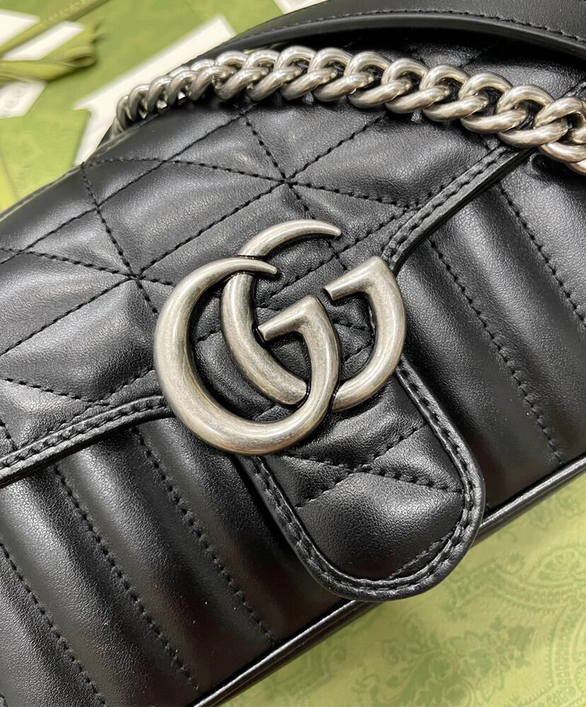 Gucci GG Marmont Mini Shoulder Bag 446744 Black - Image 6