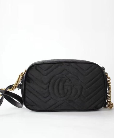 Gucci GG Marmont velvet small shoulder bag 447632 Black - Image 4