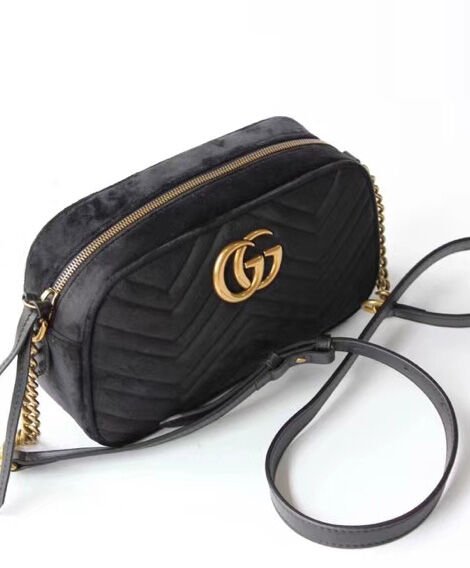 Gucci GG Marmont velvet small shoulder bag 447632 Black - Image 8