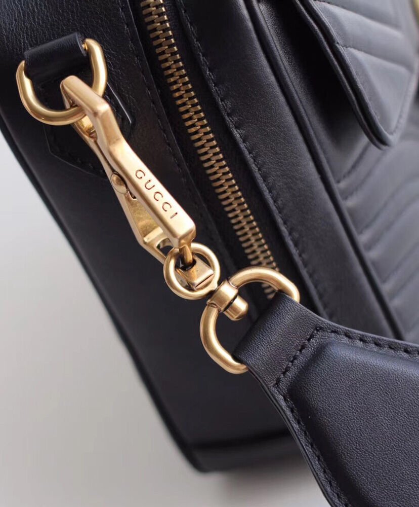 Gucci GG Marmont matelasse top handle bag 498100 Black - Image 5