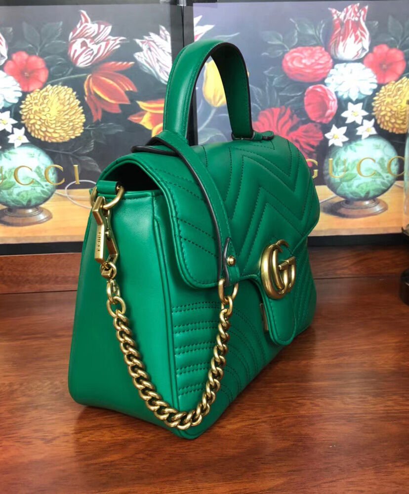 Gucci GG Marmont small top handle bag 498110 Green - Image 2