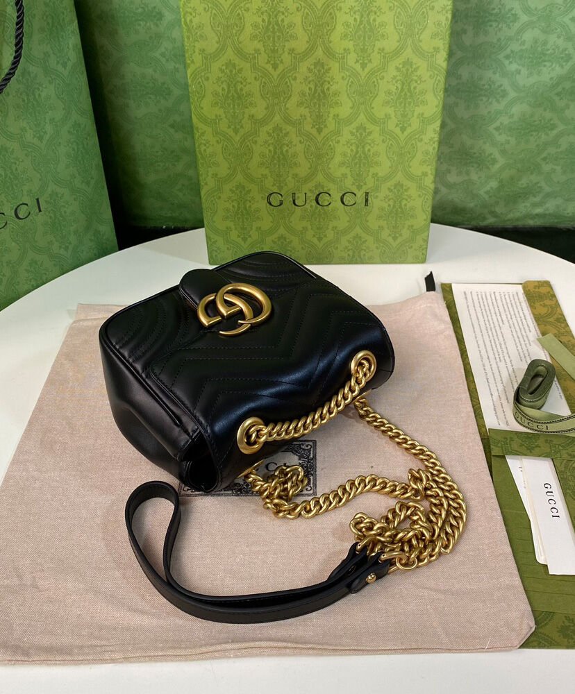 Gucci GG Marmont Mini Shoulder Bag 739682 Black - Image 3