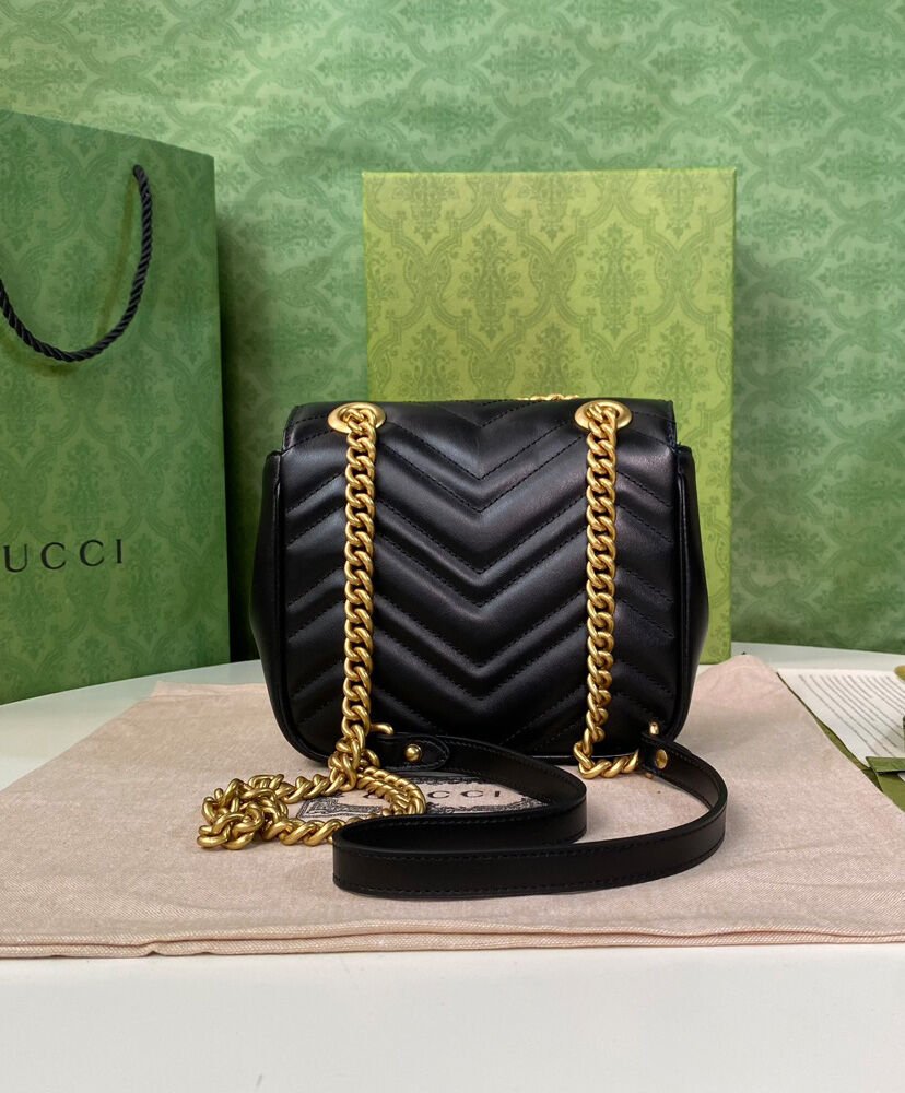 Gucci GG Marmont Mini Shoulder Bag 739682 Black - Image 5