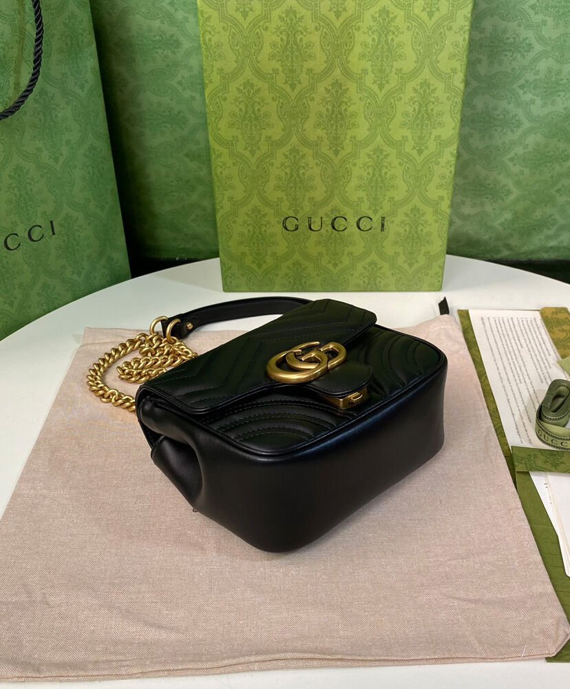 Gucci GG Marmont Mini Shoulder Bag 739682 Black - Image 6