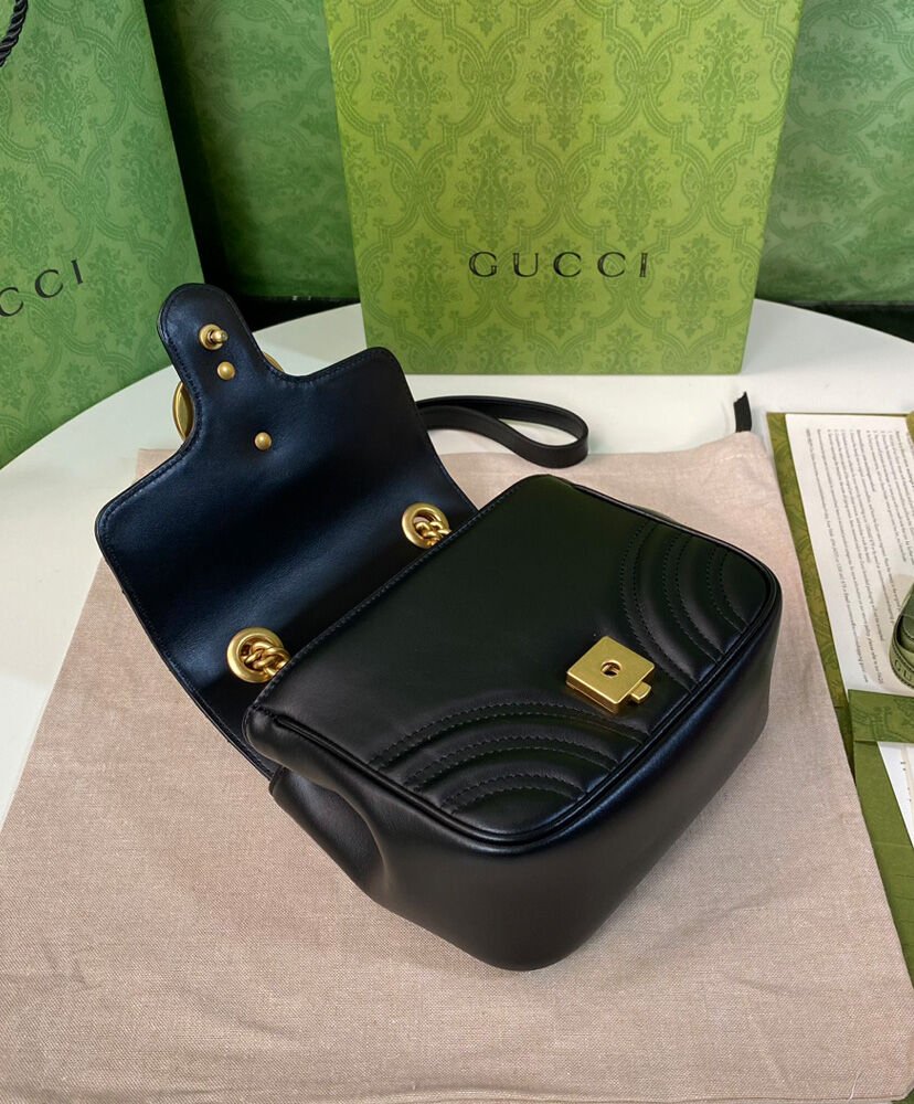 Gucci GG Marmont Mini Shoulder Bag 739682 Black - Image 8