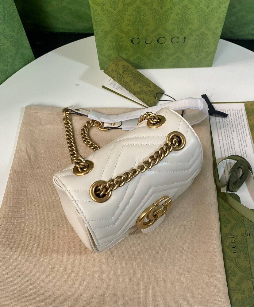 Gucci GG Marmont Mini Shoulder Bag 739682 Cream - Image 9