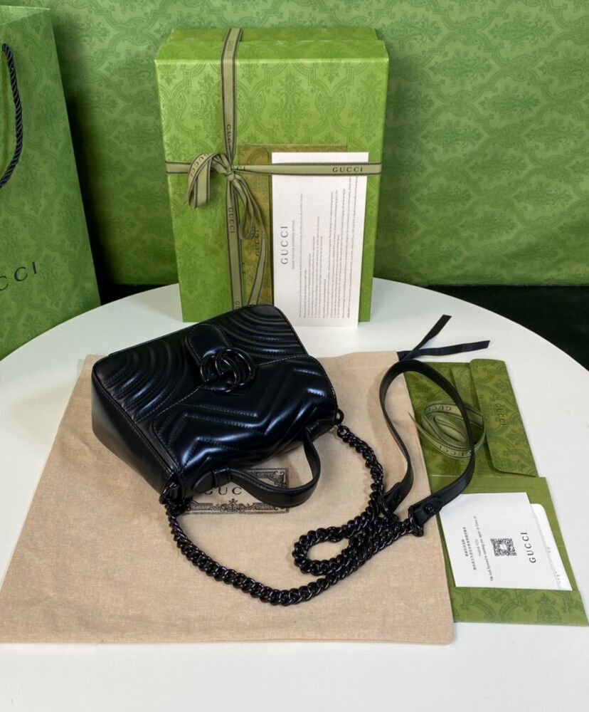 Gucci GG Marmont Mini Top Handle Bag Black - Image 5