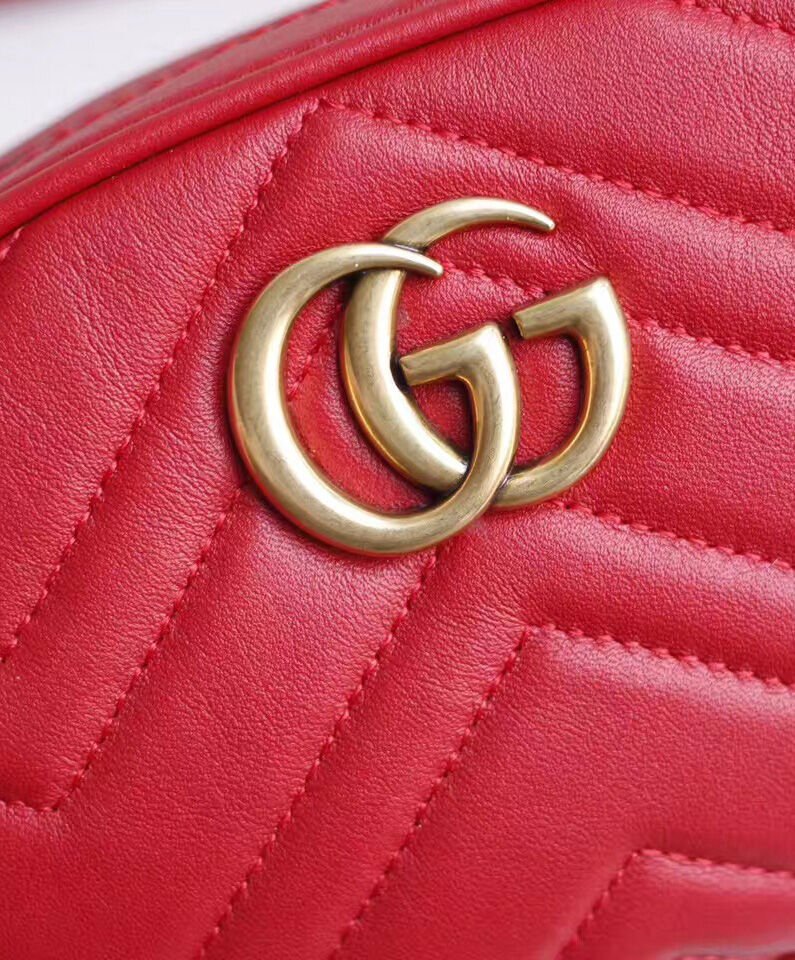 Gucci GG Marmont Matelasse Leather Belt Bag 476434 Red - Image 5